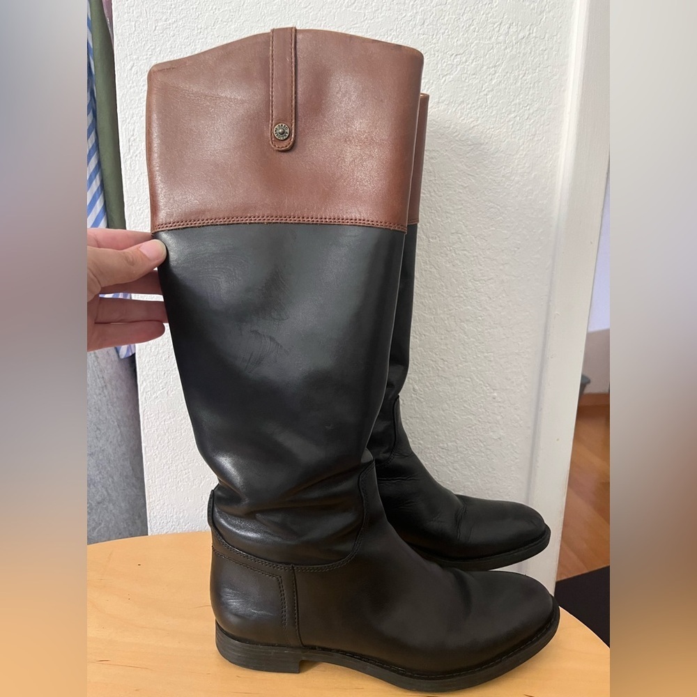 Enzo Angiolini Ellerby Riding Boots Leather Black & Brown Size 7.5 Equestrian - Picture 6 of 16